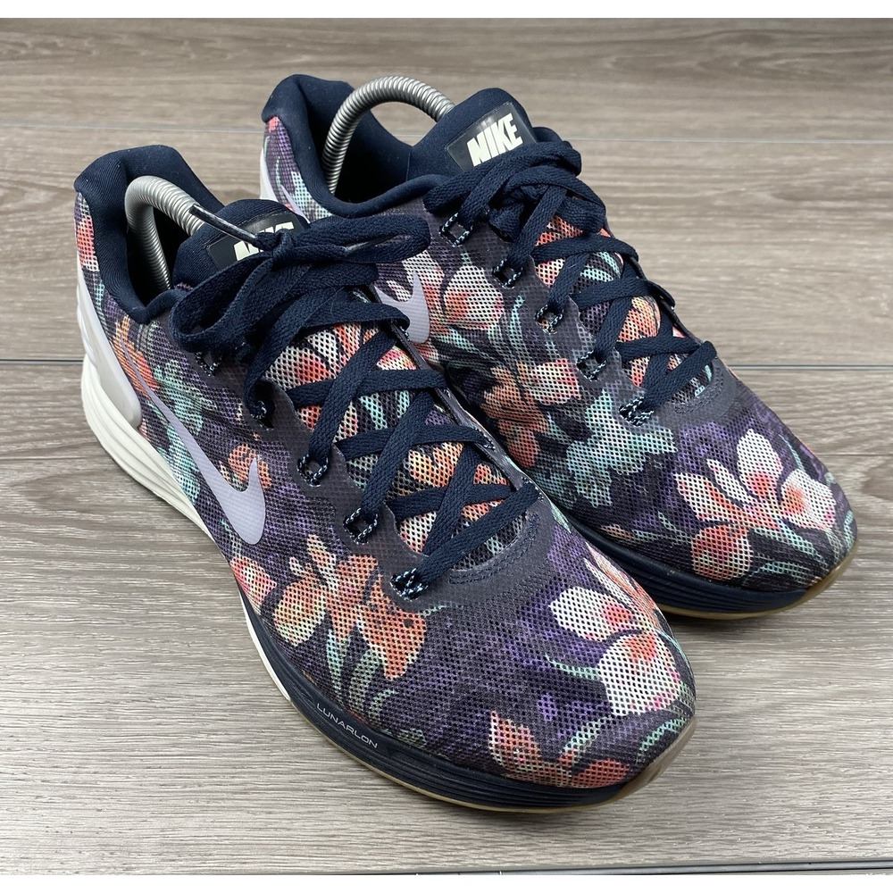 Nike‎ LunarGlide Floral Print Running Shoes Mens Size 9.5 776260-401
